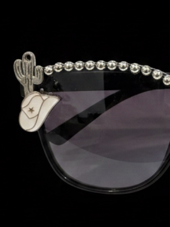 Silver Embellished Black‎ Lens Women\'s Sunglasses - Designer Style main image 6